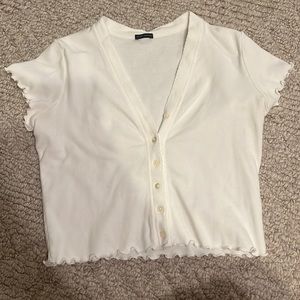 Brandy Melville White Button Up Tee
